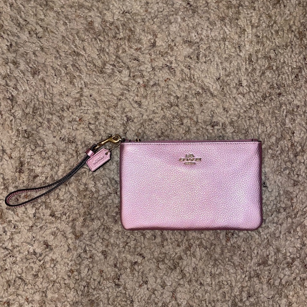Coach metallic pink anal wristlet